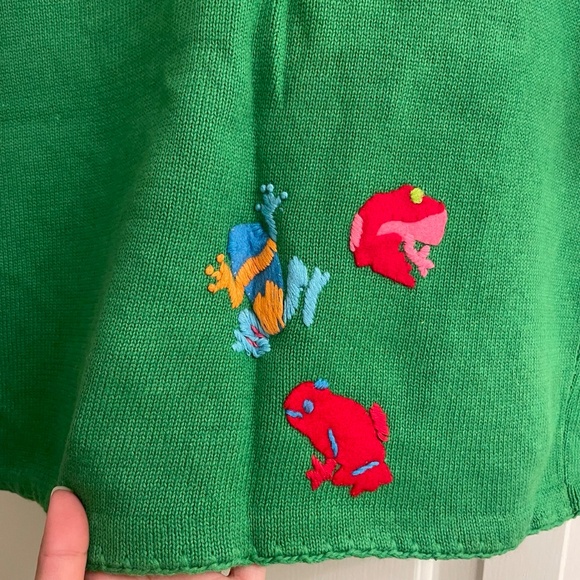 Vintage Michael Simon Green Frogs Short Cardigan Top - Picture 8 of 8